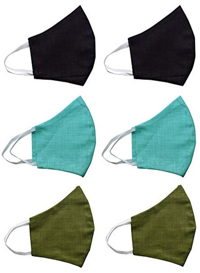 KUNDAN Pure Cotton Reusable Washable Anti Pollution 3 Layer Face Mask (Pack Of 6 Mask) - Image 1